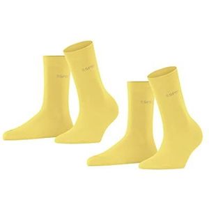 ESPRIT Dames Uni 2-pack biologisch katoen versterkte damessokken zonder patroon ademend dun en eenkleurig in multipack 2 paar sokken, geel (Snapdragon 1207), 39-42 (2-pack)