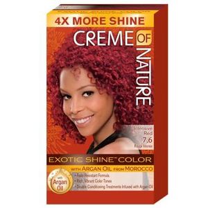 Creme of Nature, Argan, permanente haarkleur, krullend haar met Marokkaanse arganolie, dekt 100% van het witte haar (56 g), 7,6 intens rood