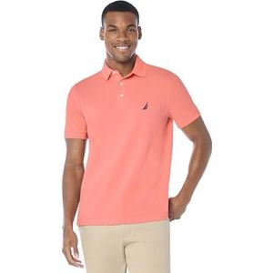 Nautica Poloshirt voor heren met korte mouwen, effen stretch katoen piqué, M