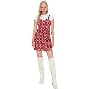 Trendyol Dames Vrouw Mini Jile Regular Fit Geweven Jurk, Bordeaux, 34