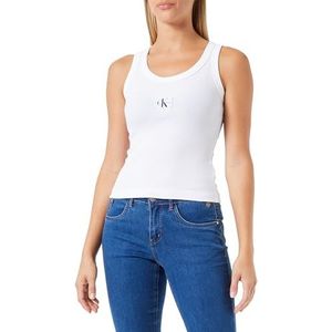Calvin Klein Jeans Vrouwen Geweven Label Rib Tank Top Overige Knit, Helder Wit, L