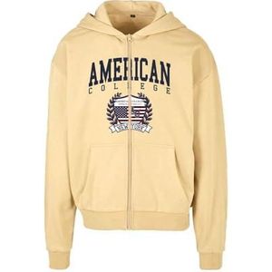 American College capuchontrui met ritssluiting, beige, heren, maat L, model AC12, 100% katoen, Beige, L/Tall