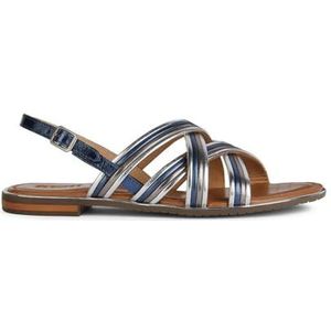 Geox D Sozy Plus G Platte damessandalen, marineblauw/zilver, 38,5 EU, Navy Silver, 38.5 EU