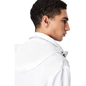 Armani Exchange Verborgen hoodie, twee zakken met ritssluiting aan de voorkant, rubberen patch, logo windjack voor heren, wit 1100, S