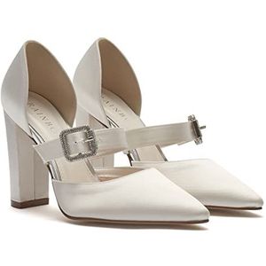 Rainbow Club Savannah Ivory Retro Feel trouwschoenen, gesloten neus, riem, blokhak, 3.5, Ivoor, 36.5 EU