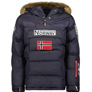 Geographical Norway BILBOQUET MEN - Mannen Warm Waterdichte Pull On Parka - Jas Dikke Hooded Bont Outdoor - Warme Winddicht Jas Winter Outdoor Lining Jas Heren MARINE BLAUW S