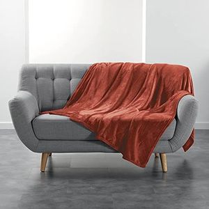 Douceur d'Intérieur Flanou Plaid, terracotta, 180 x 220 cm