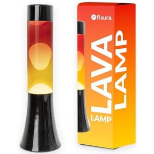 Fisura - Multicolor lavalamp met kleurverloop. Lavalamp van 30 cm met zwarte basis en glas met zonsondergang kleurverloop effect. Ontspannend effect. 9x9x30 cm