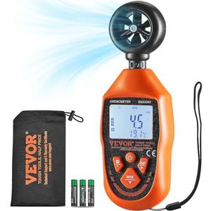 VEVOR Anemometer 69,35 MPH luchtsnelheidsmeter 163 x 54 x 32 mm windmeter IP44 windmeter windsterktemeter MAX/MIN/AVG/CU-windsnelheidsgegevens -10-45 ℃ luchtmeter snelheidsmeter