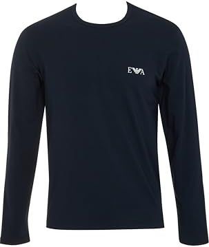 Man's Bold Monogram T-shirt met lange mouwen en ronde hals blauw S, Blauw, S