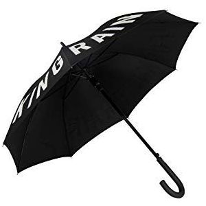 FISURA Grote paraplu, jeugdscherm, automatische paraplu met druk op de knop, robuuste paraplu, 106 cm diameter, F*cking Rain, zwart