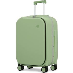 Hanke Aluminium frame handbagage koffer trolleys met deksel wielen bagage lichtgewicht hardside pc cabine met 180° opening voor zakenreizen, Avocado groen, 18 Pouces