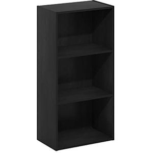 Furinno Luder boekenkast, 3-laags open plank, zwart hout