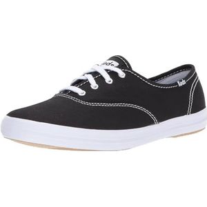 Keds Champion Canvas damessportschoenen met vetersluiting, Zwart Canvas, 40.5 EU breed