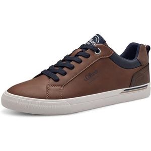 s.Oliver Sneakers voor heren, plat, low top, comfortabel, cognac, 41 EU