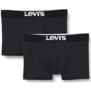 Levi's Levis Men Solid Basic Trunk Boxershorts voor heren, 2 stuks, zwart (jet zwart 884), S