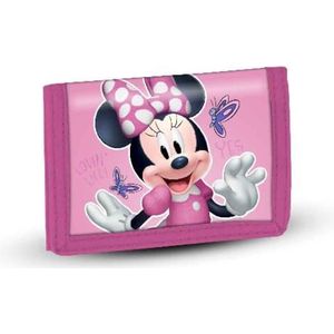 Minnie Mouse Vlinders Roze-Velcro Portemonnee, Roze, 21,5 x 9 cm, roze, Velcro Portemonnee Vlinders Roze