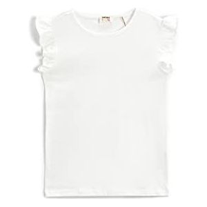 KOTON Basic T-shirt met ruches, mouwloos, voor meisjes en meisjes, ecru (002), 4-5 jaar