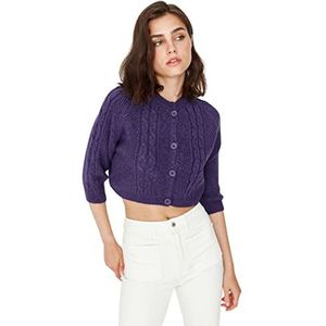Trendyol Vrouwen Vrouw Regular Standaard Crew Neck Gebreide Vest Trui, Paars, L, Paars, L