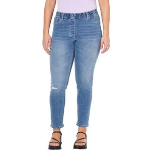 Ulla Popken Dames grote maten grote maten plus size jeans, Sienna met klein destroyeffect, gebleekte denim, 40W / 32L