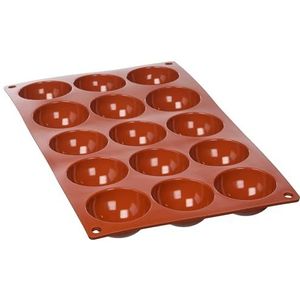 Paderno Flexipad Halve kogel voor chocoladeballen, cake, 15 afdrukken van siliconen, anti-aanbaklaag, diameter 5 cm, hoogte 2,5 cm
