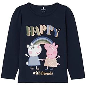 NAME IT Girl's NMFDURITA PEPPAPIG LS TOP CPLG shirt met lange mouwen, Dark Sapphire, 104, Dark Sapphire, 104 cm