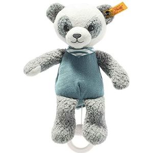 Steiff 242380 GOTS Paco Panda muziekdoos, 22 cm, knuffeldier voor baby's, grijs/wit (242380), grijs 103 g