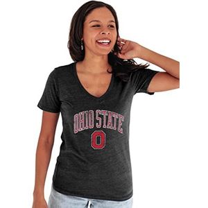 Blue 84 Ohio State Buckeyes Women's Tri-Blend T-Shirt Vintage Arch Over Secondary Color, Black, Large