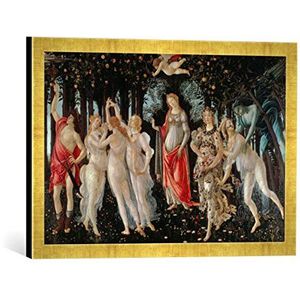 Ingelijste afbeelding van Sandro Botticelli De lente, kunstdruk in hoogwaardige handgemaakte fotolijsten, 60x40 cm, Gold Raya