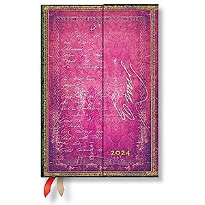 Paperblanks Emily Dickinson, ik stierf voor schoonheid (collectie verfraaide manuscripten) Mini dagplanner van 12 maanden 2024