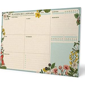 Kokonote BPSA40032 Weekplanner, tafelkalender, blok, kalender, planner, botanical op Frans, tafelplanner A4 zonder vaste datum