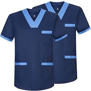 MISEMIYA - Verpakking van 2 stuks, uniseks, gezondheiduniform, medisch uniform, ref. 817 x 2, blauw 8171-8, XS