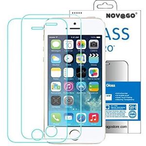 Novago compatibel met iPhone 5, iPhone 5S, iPhone Se, iPhone 5C, screen protector gemaakt van gehard glas met blauw lichtfilter (2 stuks)