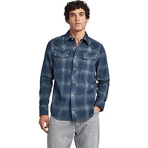 G-STAR RAW Heren Worker Slim Shirt Shirts, meerdere kleuren (Luna Blue Isaac Check D22005-c549-c757), XS