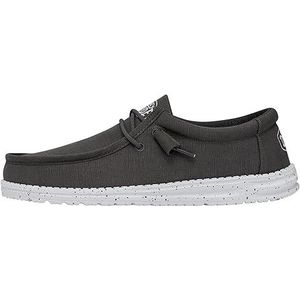 Hey Dude Wally Slub Canvas Moc Toe Schoenen voor heren, donkergrijs, 38 EU