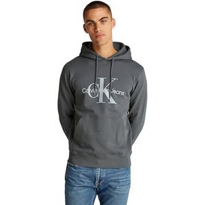 Calvin Klein Seasonal Monologo Regular Hoodie voor heren, Eindeloos Grijs, XS
