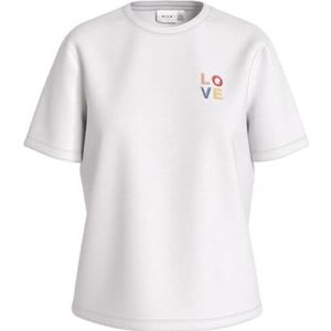 Vila Visybil S/S Love Hearts Lc T-shirt voor dames, Sneeuwwit/print: love tekst, XS