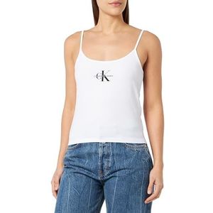 Calvin Klein Jeans Dames Monologo Strappy Tank Top S/S Knit, Helder Wit, S