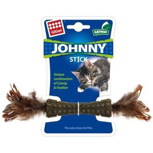 Gigwi Catnip and Feather Johnny Stick kattenspeelgoed, wit/bruin