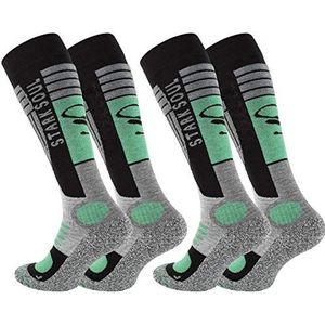 STARK SOUL Ski functionele sokken, wintersportsokken met speciale voering, 2 paar, grijs/zwart/groen, 43-46 EU