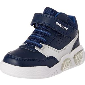 Geox Jongens J Illuminus Boy Sneakers, Navy Silver, 31 EU