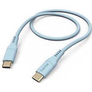 Hama Kabel Flexible USB 2.0 C stekker - USB C oplaadstekker (480 Mbit/s, nylon, 3A, verguld, 1,5 m) blauw