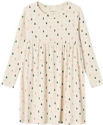 Name It - NmfDab - Jurk - Rib - Summer Zand met Kerstbomen