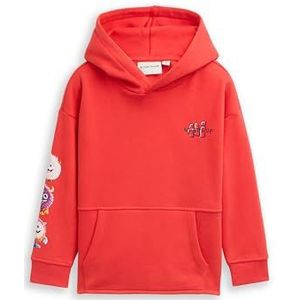 Tom Tailor - Hoodie - Soft Red - Voor Kids - Met Eland-Frontprint en Rugprint