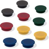 Sigel MU197 Magneten voor whiteboards/magneetborden/koelkast, Ø 2,5 cm, zwart/rood/geel/groen/blauw, 10 stuks