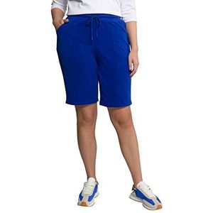 Ulla Popken Damesshorts, smalle pijpen, elastische tailleband, zachte badstof broek, blauw, 42 NL
