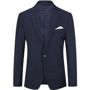 YOUTHUP Heren Slim Fit Blazer 1 Knop Formele Pak Jas Klassieke Zakelijke Trouwjurk Smoking Blazers, Donkerblauw, XL