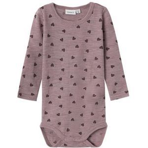 NAME IT Babymeisjes Nbfwang Wool Rib Ls Body AOP lange mouwen body, lila, 56