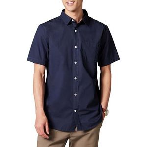 Amazon Essentials Heren stretch popeline overhemd met korte mouwen (verkrijgbaar in groot en lang), marineblauw, XX-Large