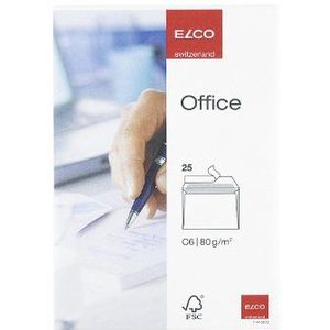 Elco 74459.12 Office verpakking met 25 enveloppen/verzendtas, zelfklevende sluiting, C6, 80 g, wit, venster: nee